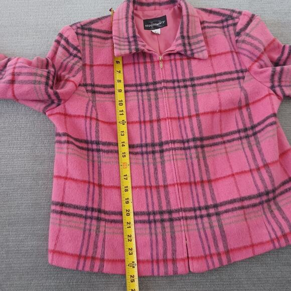 Vintage Requirements Jacket Womens 18 Pink Plaid Full Zip Wool Blend Barbiecore - Picture 5 of 9